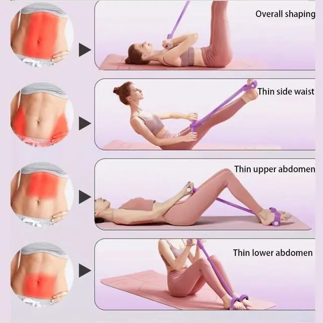 Alt view image 6 of 7 - 6-Tube Pedal Puller Resistance Band, Multifunction Tension Rope for Home Gym, Arm Leg Abdomen Waist Training Equipment for Stretching & Slimming, Yoga Pilates Exercise Band for Women & Men (Purple)