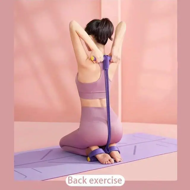 Alt view image 5 of 7 - 6-Tube Pedal Puller Resistance Band, Multifunction Tension Rope for Home Gym, Arm Leg Abdomen Waist Training Equipment for Stretching & Slimming, Yoga Pilates Exercise Band for Women & Men (Purple)