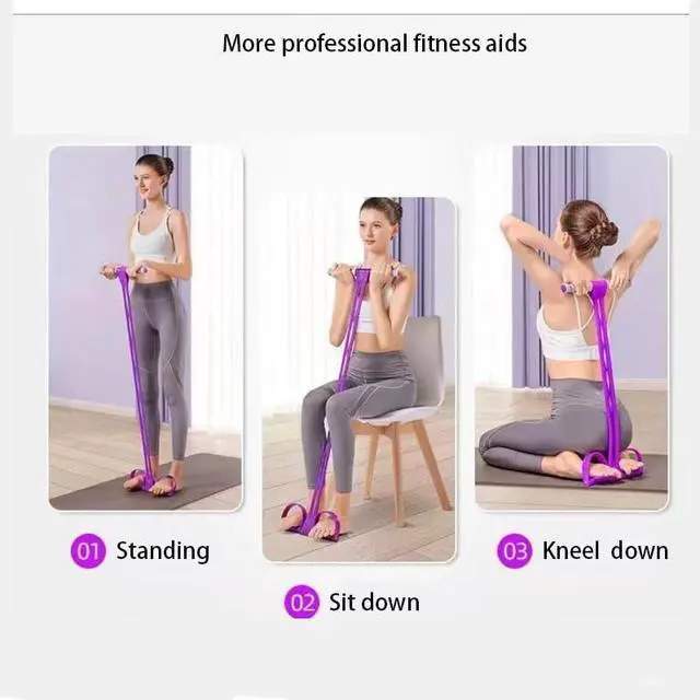Alt view image 7 of 7 - 6-Tube Pedal Puller Resistance Band, Multifunction Tension Rope for Home Gym, Arm Leg Abdomen Waist Training Equipment for Stretching & Slimming, Yoga Pilates Exercise Band for Women & Men (Purple)