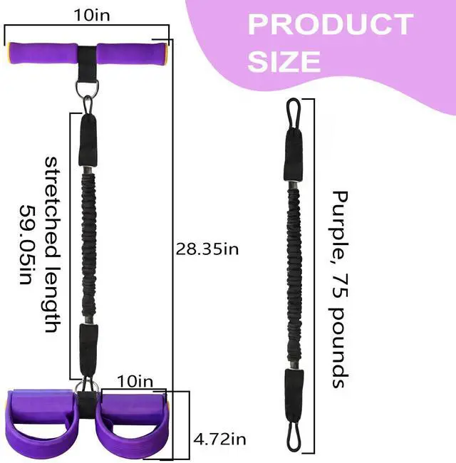 Alt view image 2 of 7 - Upgraded Pedal Resistance Band with Handle - Fashion Puller Exercise Tool, Thickened Built-in Latex Tube Pedal Resistance Device & Soft Nitrile Rubber Anti-Slip Footrest for The Core/Arms