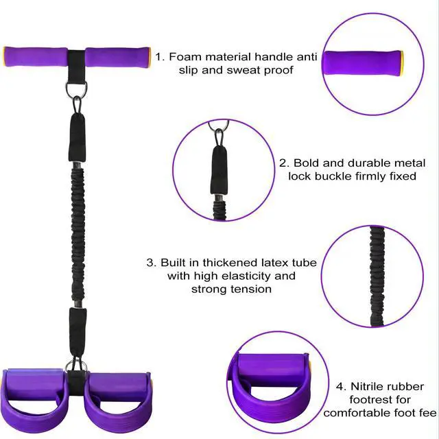 Alt view image 3 of 7 - Upgraded Pedal Resistance Band with Handle - Fashion Puller Exercise Tool, Thickened Built-in Latex Tube Pedal Resistance Device & Soft Nitrile Rubber Anti-Slip Footrest for The Core/Arms