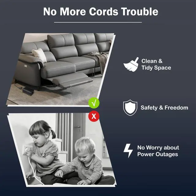Alt view image 2 of 6 - Universal Battery Pack for Reclining Furniture, 3300mAh Wireless Rechargeable Battery Pack for Power Recliner, Power Sofa, Sectional, and Lift Chair
