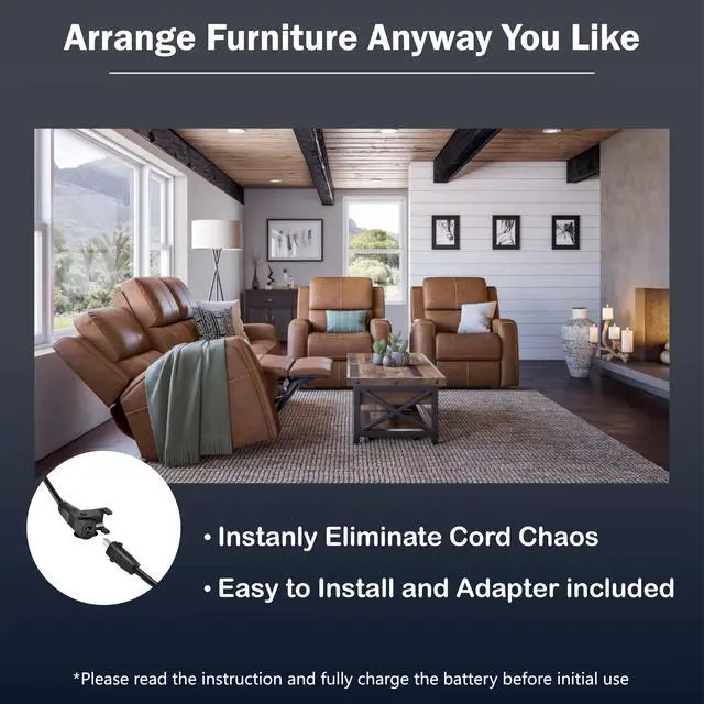 Alt view image 3 of 6 - Universal Battery Pack for Reclining Furniture, 3300mAh Wireless Rechargeable Battery Pack for Power Recliner, Power Sofa, Sectional, and Lift Chair