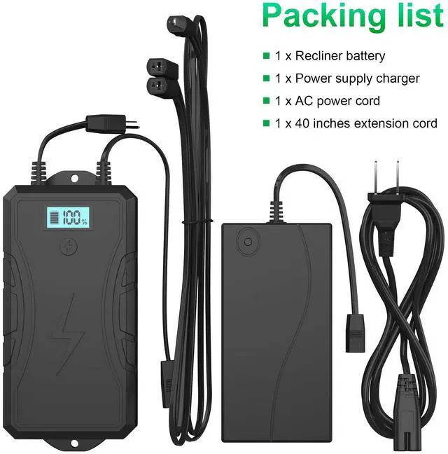 Alt view image 2 of 7 - 2500mAh Battery Pack for Reclining Furniture Universal Wireless Recliner Battery Pack Charger for Electric Recliner, Sofas, Lift Chairs, Couch Suitable for 2-Pin Connection