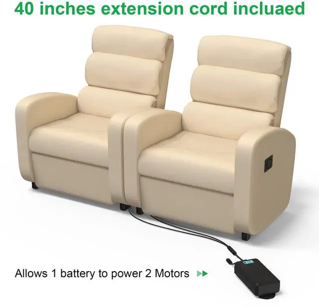 Alt view image 6 of 7 - 2500mAh Battery Pack for Reclining Furniture Universal Wireless Recliner Battery Pack Charger for Electric Recliner, Sofas, Lift Chairs, Couch Suitable for 2-Pin Connection