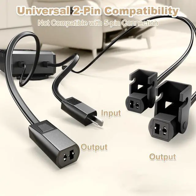 Alt view image 2 of 7 - Battery Pack for Reclining Furniture, 2500mAh Universal Recliner Battery Pack Rechargeable with LED Display for 2-Pin Electric Recliner, Sofa, Lift Chair, Couch, Motion Furniture
