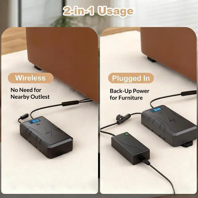 Alt view image 3 of 7 - Battery Pack for Reclining Furniture, 2500mAh Universal Recliner Battery Pack Rechargeable with LED Display for 2-Pin Electric Recliner, Sofa, Lift Chair, Couch, Motion Furniture