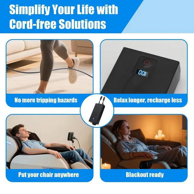 Alt view image 6 of 7 - Universal Battery Pack for Reclining Furniture with LED Display- Wireless 2500mAh Rechargeable Battery for Electric Recliner, Power Sofa, Couch, Lift Chair- Fits 2-Pin Motion Furniture (with Charger)