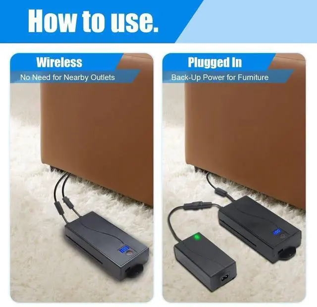 Alt view image 5 of 7 - Universal Battery Pack for Reclining Furniture with LED Display- Wireless 2500mAh Rechargeable Battery for Electric Recliner, Power Sofa, Couch, Lift Chair- Fits 2-Pin Motion Furniture (with Charger)