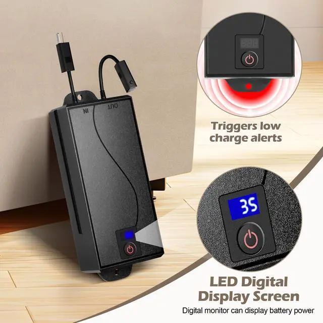 Alt view image 4 of 7 - Battery Pack for Reclining Furniture with Charger, 2500mAh Universal Wireless Recliner Battery Pack Rechargeable with LED Display for Power Sofa, Electric Couch, Lift Chair, 2-Pin Connection