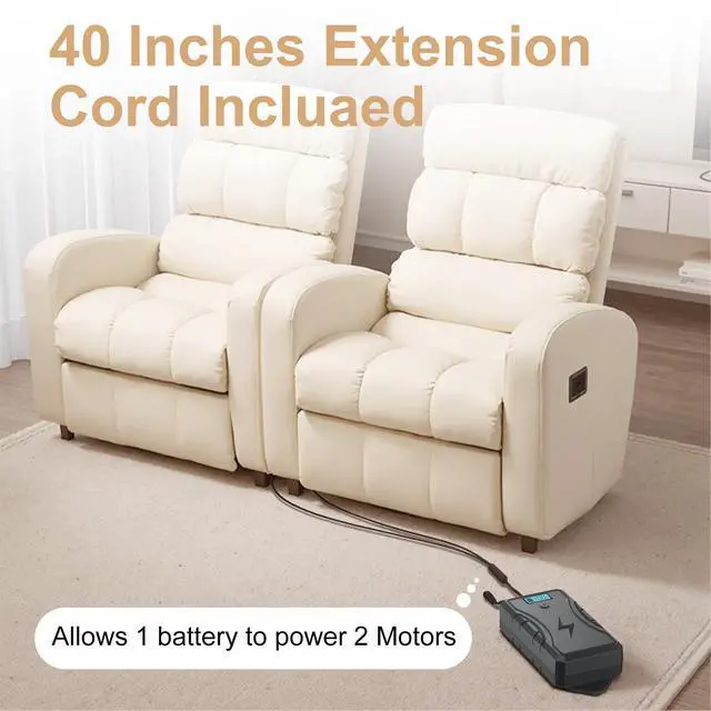 Alt view image 7 of 7 - Battery Pack for Reclining Furniture with Charger, 2500mAh Universal Recliner Battery Pack Rechargeable with LED Display for Electric Recliner, Sofa, Couch, Lift Chair, 2-Pin Motion Furniture (Gray)