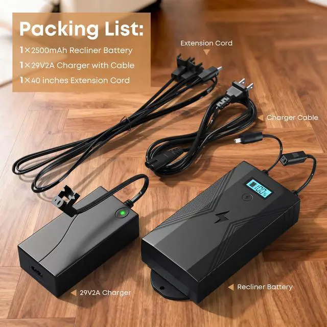 Alt view image 5 of 7 - Recliner Battery Pack,2500mAh 2-Pin Interface Battery Pack for Reclining Furniture with Charger for Electric Recliner,Sofa,Couch,Lift Chair