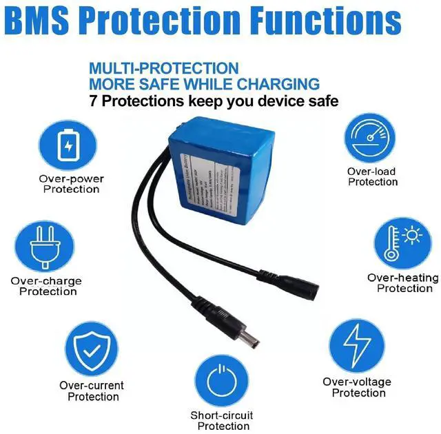 Alt view image 5 of 7 - 12V 5000mAh Rechargeable Lithium Battery Pack with Charger, Built-in DC5521 Male & Female Ports for DIY Projects, CCTV Camera, LED Strip Light, Router and More 12V Devices