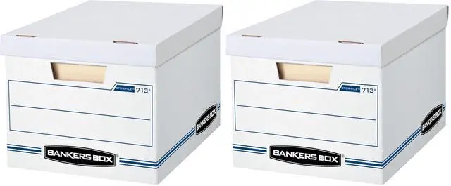 Main image of 12 Pack STOR/FILE Basic Duty File Storage Boxes, Standard Assembly, Lift-off Lid, Letter/Legal, White/Blue