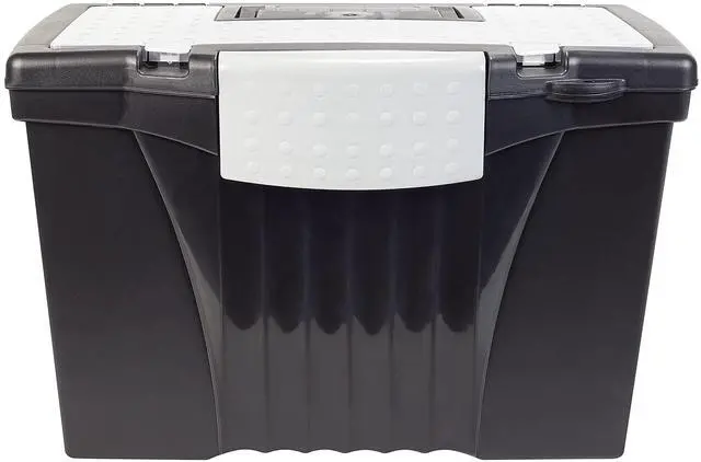 Main image of Legal File Box with Organizer Lid Plastic Office File Storage Box for Letter and Legal Hanging Folders, Obsidian, 1-Count (61510A01C)