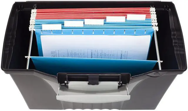 Alt view image 6 of 7 - Legal File Box with Organizer Lid Plastic Office File Storage Box for Letter and Legal Hanging Folders, Obsidian, 1-Count (61510A01C)