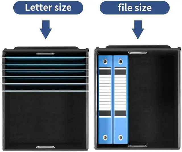 Alt view image 5 of 7 - File Organizer Box with Lid, Collapsible File Folder Organizer for Office Document Storage, Filing Box with Plastic Slide for Letter Size Hanging File Folders(1 Pack, Royal Blue)
