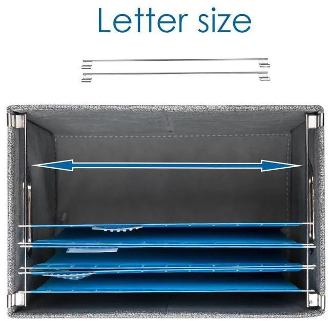 Alt view image 6 of 7 - File Organizer Box - Set of 1 Collapsible Decorative Linen Filing Storage Hanging File Folders with Lids Office Cabinet Letter Size Blue (14x9.3x10.8 inch)