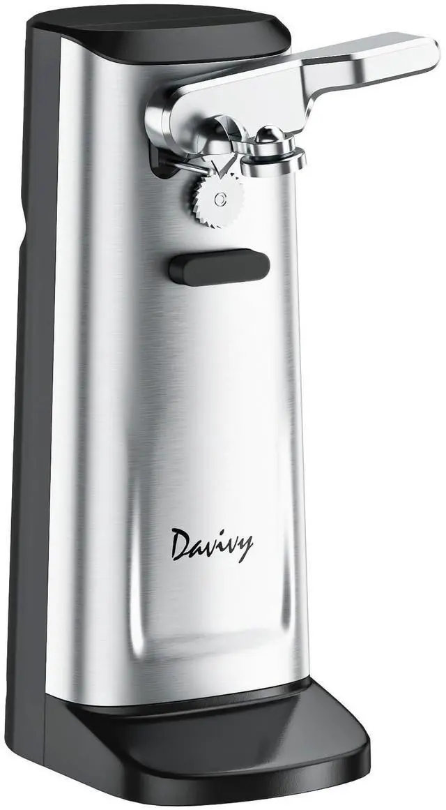 Main image of Electric Can Opener, Removable Stainless Steel Cutter and 3-in-1 Design with Knife Sharpener and Bottle Opener (Black-Stainless Steel)