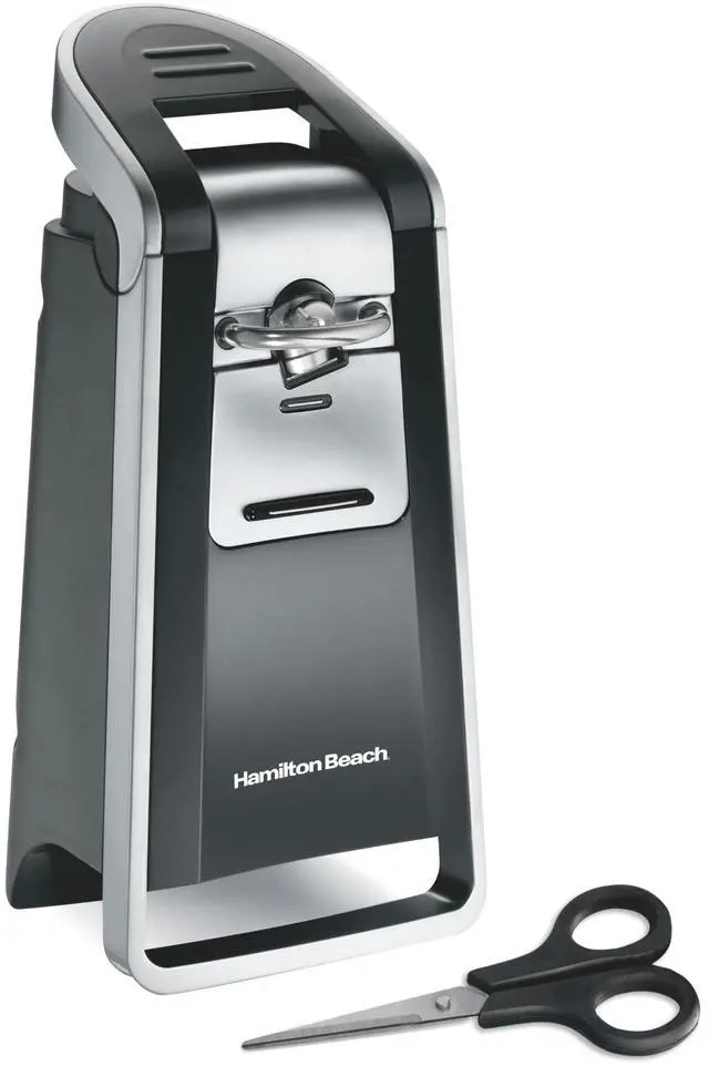 Main image of Smooth Edge Electric Automatic Can Opener for Kitchen with Easy Push Down Lever, Extra Tall, Includes Stainless Steel Scissors, Black and Chrome (76607)