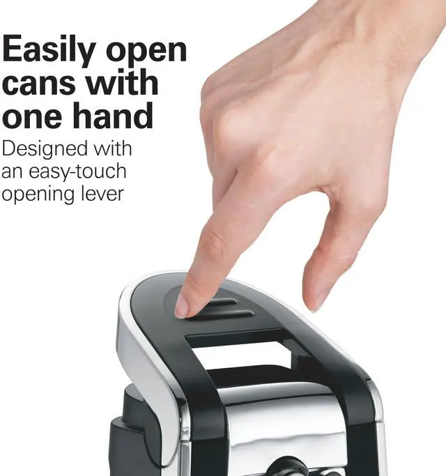 Alt view image 3 of 7 - Smooth Edge Electric Automatic Can Opener for Kitchen with Easy Push Down Lever, Extra Tall, Includes Stainless Steel Scissors, Black and Chrome (76607)