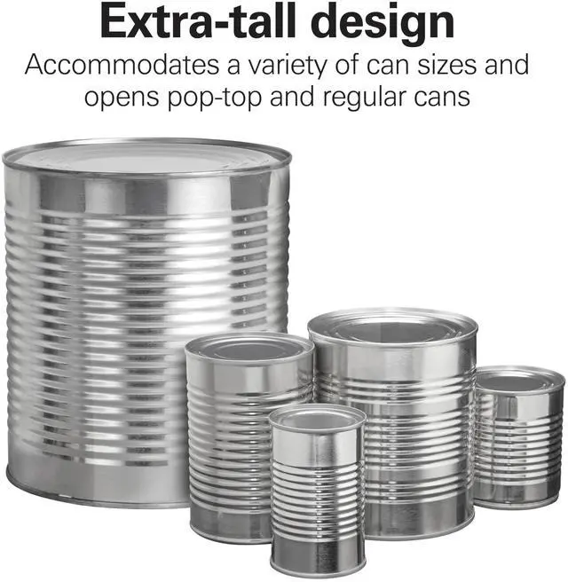 Alt view image 5 of 7 - Smooth Edge Electric Automatic Can Opener for Kitchen with Easy Push Down Lever, Extra Tall, Includes Stainless Steel Scissors, Black and Chrome (76607)