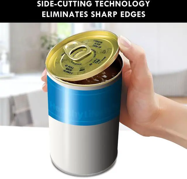 Alt view image 2 of 3 - Electric Can Opener Smooth Edge, Automatic Side-Cut Blade, Extra-Tall Design for Regular & Pop-Top Cans, Easy One-Touch Operation, Black & Stainless Steel