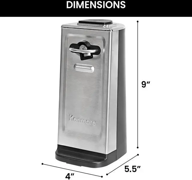 Alt view image 3 of 3 - Electric Can Opener Smooth Edge, Automatic Side-Cut Blade, Extra-Tall Design for Regular & Pop-Top Cans, Easy One-Touch Operation, Black & Stainless Steel
