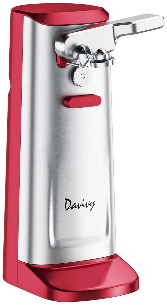 Main image of Electric Can Opener, Removable Stainless Steel Cutter and 3-in-1 Design with Sharpener and Bottle Opener (Red-Stainless Steel)