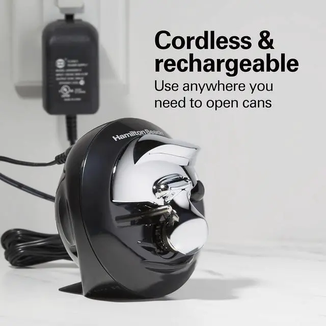 Alt view image 2 of 7 - Walk 'n Cut Electric Can Opener for Kitchen, Use On Any Size, Automatic and Hand-Free, Cordless & Rechargeable, Easy Clean Removable Blade, Black (76501G)