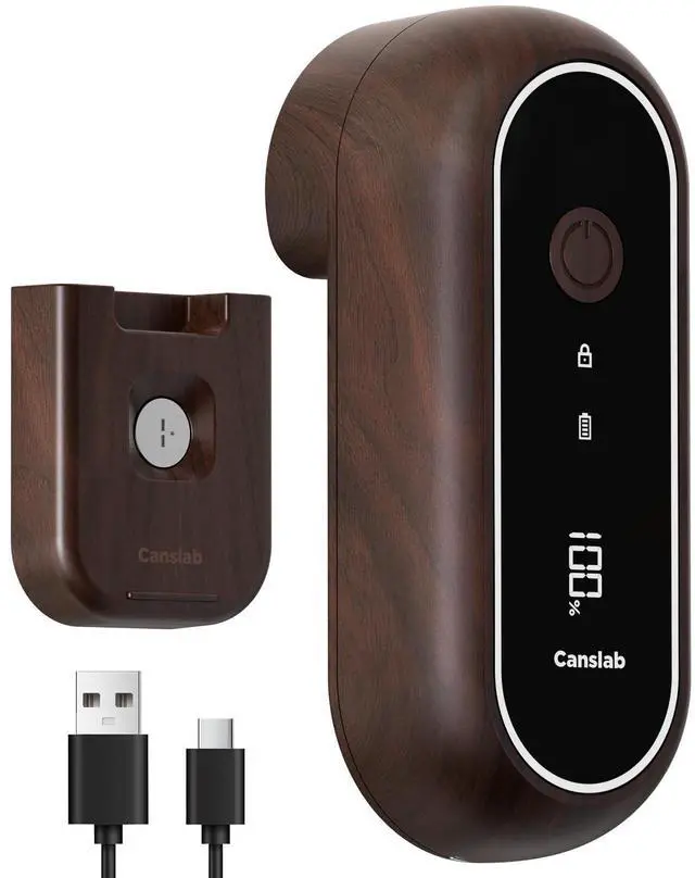 Main image of Turbo - Auto Shut Off Rechargeable Electric Can Openers - LED Battery Display USB Automatic Can Openerfor Kitchen for Seniors with Arthritis - One Touch Side Cut Can Opener Smooth Edge, Wood
