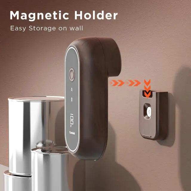 Alt view image 4 of 6 - Turbo - Auto Shut Off Rechargeable Electric Can Openers - LED Battery Display USB Automatic Can Openerfor Kitchen for Seniors with Arthritis - One Touch Side Cut Can Opener Smooth Edge, Wood