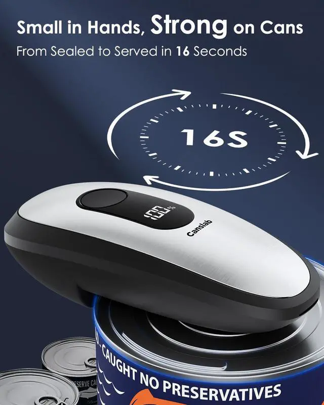 Alt view image 2 of 6 - IRON Rechargeable Electric Can Opener: Wall-Mountable Easy Storage, Smart Auto Stop & LED Battery Track, Hands-Free Operation, Side Cut Smooth Edge, Stainless Steel Professional-Grade Blade