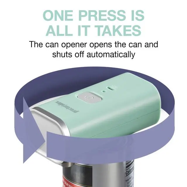 Alt view image 3 of 7 - Automatic Electric Can Opener, Hands Free Cordless Operation & USB Rechargeable, Self-Aligning, Cut Smooth Touch Lid Edges, Compact and Easy to Store, Mint