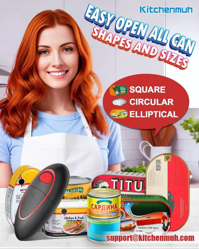 Alt view image 4 of 7 - One Touch Electric Can Opener Fits Almost All Can Sizes for Seniors with Arthritis, Hand Held Battery Operated Can Opener with Smooth Edge, Food Safe Kitchen Gadgets Automatic Can Opener for Kitchen