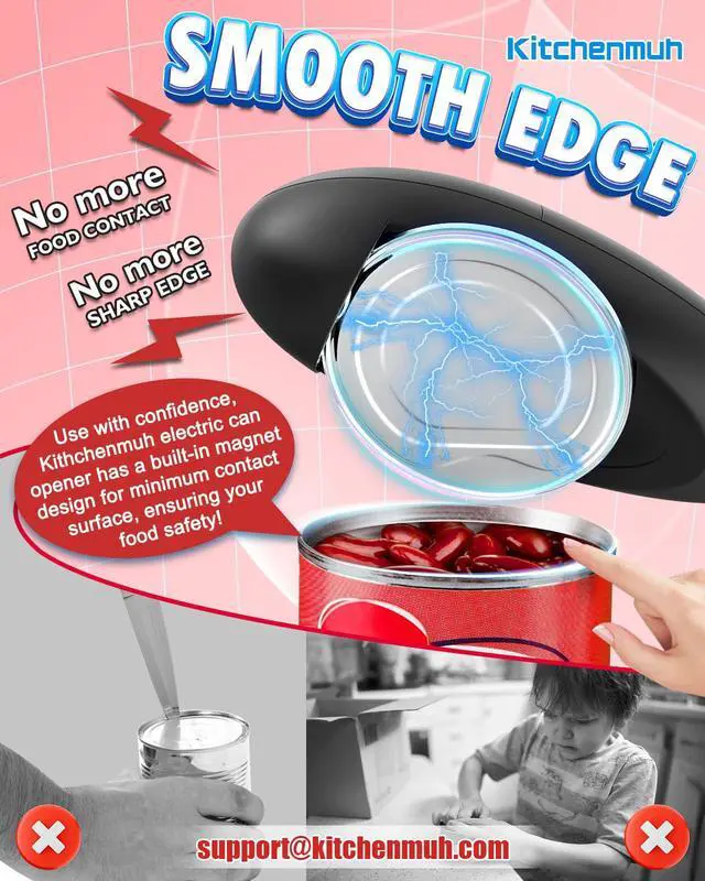 Alt view image 6 of 7 - One Touch Electric Can Opener Fits Almost All Can Sizes for Seniors with Arthritis, Hand Held Battery Operated Can Opener with Smooth Edge, Food Safe Kitchen Gadgets Automatic Can Opener for Kitchen