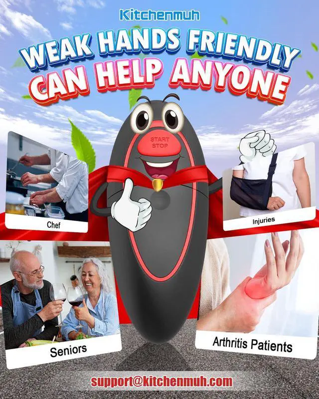 Alt view image 7 of 7 - One Touch Electric Can Opener Fits Almost All Can Sizes for Seniors with Arthritis, Hand Held Battery Operated Can Opener with Smooth Edge, Food Safe Kitchen Gadgets Automatic Can Opener for Kitchen