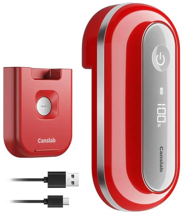 Main image of RETRO Electric Can Opener, Auto-Stop One-Touch Operation, USB Rechargeable with LED Battery Track, Side Cut Smooth Edge Can Opener for Seniors with Arthritis, Wall-Mountable Small Size, Red