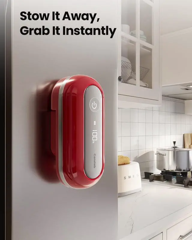 Alt view image 2 of 6 - RETRO Electric Can Opener, Auto-Stop One-Touch Operation, USB Rechargeable with LED Battery Track, Side Cut Smooth Edge Can Opener for Seniors with Arthritis, Wall-Mountable Small Size, Red