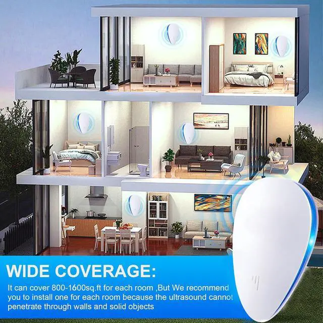Alt view image 7 of 7 - (2026 Upgraded) Ultrasonic Insect & Pest Indoor Repeller, Plug-in Pest Control Electronic Repellent for Rodent, Mouse, Mice, Rats, Roaches, Bugs, Ants, Spiders, Mosquitoes, for Home, Warehouse 6 Pack