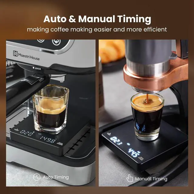 Alt view image 3 of 7 - S1 Mini Espresso Coffee Scale with Timer, 2kg/0.1g Precision Shot Scale, Rechargeable Digital Scale for Espresso & Pour Over Coffee-Black