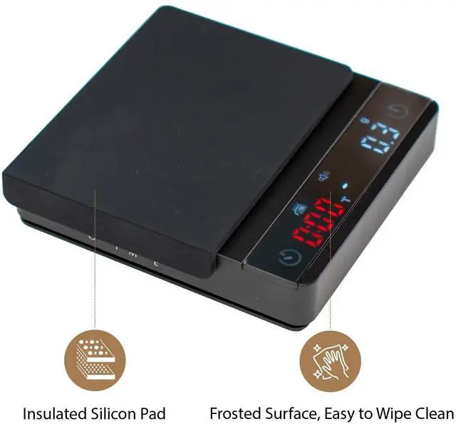 Alt view image 6 of 6 - Nano Pro Coffee Scale with Timer, Espresso Scale with Auto Tare, Aluminum Body, Touch Sensor and Silicone Cover (Black)