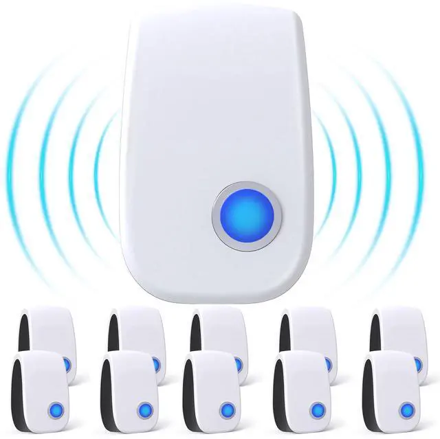 Main image of Ultrasonic Insect & Pest Control Repeller, Indoor Electronic Plug in Mouse Repellent for Rat,Mice,Rodent,Roach,Spider,Ant,Cockroach,Mosquito, Safe Pest Control for Home Kitchen Garage Office, 10 Pack