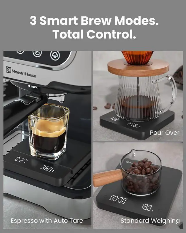 Alt view image 2 of 7 - S1 Air Ultra-Slim Espresso Coffee Scale with Timer, 0.1g Precision Shot Scale with Auto Brewing Mode & 3 Brew Modes, Rechargeable Digital Scale for Espresso & Pour Over