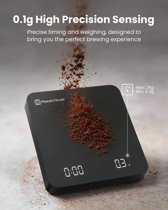 Alt view image 3 of 7 - S1 Air Ultra-Slim Espresso Coffee Scale with Timer, 0.1g Precision Shot Scale with Auto Brewing Mode & 3 Brew Modes, Rechargeable Digital Scale for Espresso & Pour Over
