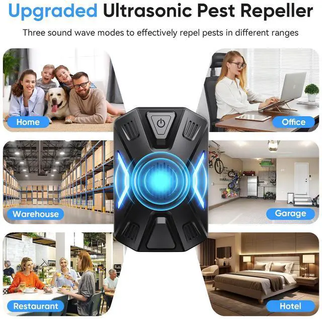 Alt view image 7 of 7 - Ultrasonic Pest Repeller Pest Repellent Plug in Indoor, Electronic Pest Mouse Repellent for Roach, Rodent, Mice, Bugs, Mosquito, Mouse, Spider, Ant 6 Packs(Black)