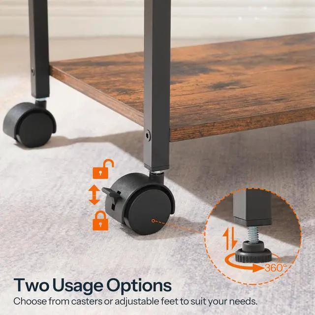 Alt view image 7 of 7 - Computer Tower Stand, 3-Tier PC Tower Stand, PC Stand with Charging Station, Mobile CPU Stand Fits Most PC, Adjustable Shelf, for PC Tower, Printer, Home Office, Rustic Brown BF12UCJ01