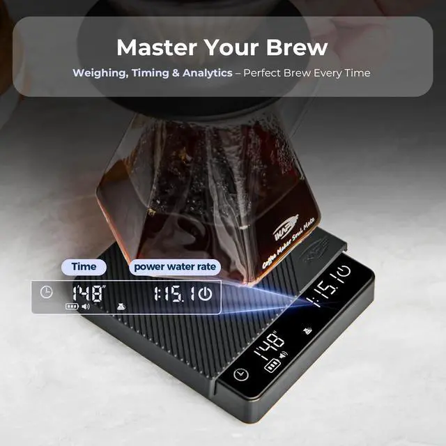 Alt view image 5 of 7 - Espresso Coffee Scale with Timer, 2kg/0.1g High Precision Digital Scale with Silicone Mat, 4 Modes in One, LED Display, Auto-Tare, for Kitchen, Cooking, Espresso, Pour Over Coffee