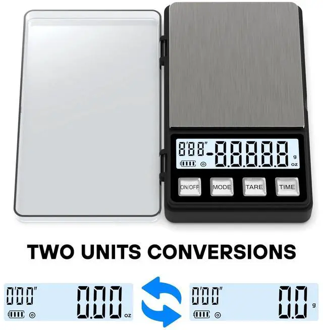 Alt view image 6 of 7 - Espresso Scale with Timer 1000g x 0.1g Small & Thin Travel Coffee Scale, Mini Digital Scale Grams and Ounces with Large Backlit LCD Stainless Steel Pocket Food Scale Drip Tray Pulling Scale