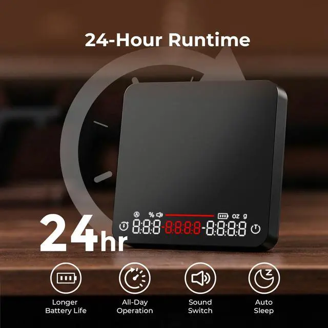 Alt view image 6 of 7 - Mini Coffee Scale with Timer - VABICA USB-C Rechargeable Espresso Scale 2kg/0.1g High Precision Scale for Espresso & Pour-Over Coffee, Auto Timing, Water Ratio, Portable Digital Coffee Scale (Black)